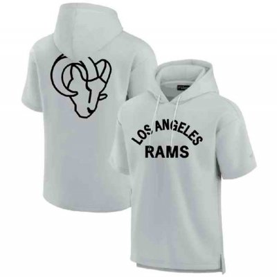 Men's Los Angeles Rams Gray Super Soft Fleece Short Sleeve Hoodie