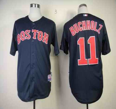 Red Sox #11 Clay Buchholz Dark Blue Cool Base Stitched MLB Jersey