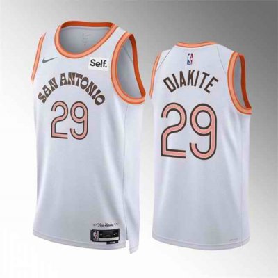 Men's San Antonio Spurs #29 Mamadi Diakite White 2023/24 City EditionStitched Basketball Jersey