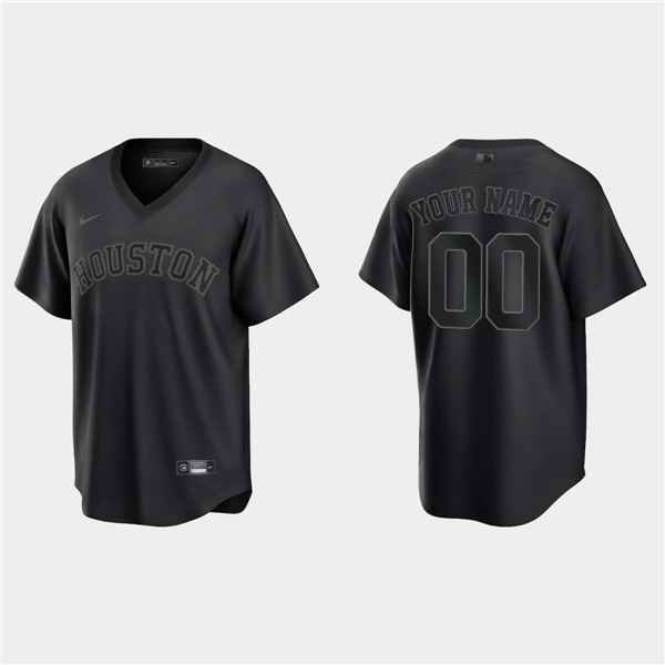 Men's Houston Astros Active Player Custom Black Pitch Black Fashion Replica Stitched Jersey