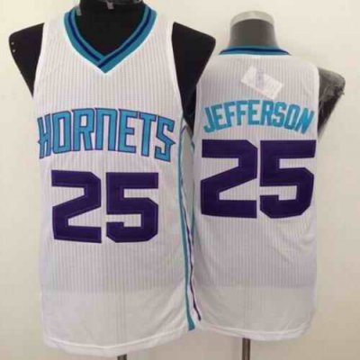 Revolution 30 Hornets #25 Al Jefferson White Stitched NBA Jersey