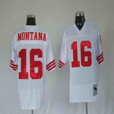 Mitchell and Ness 49ers Joe Montana #16 Stitched White NFL Jersey