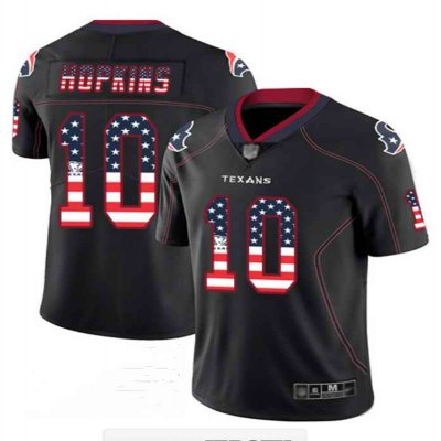 Men's Houston Texans #10 DeAndre Hopkins Black USA Flag Color Rush Limited Fashion NFL Stitched Jersey