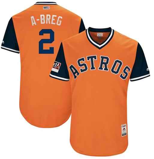 Men's Houston Astros #2 Alex Bregman A-Breg Majestic Orange/Navy 2018 Players' Weekend Stitched MLB Jersey