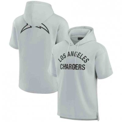 Men's Los Angeles Chargers Gray Super Soft Fleece Short Sleeve Hoodie