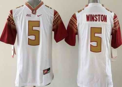 Seminoles #5 Jameis Winston White Limited Stitched Youth NCAA Jersey