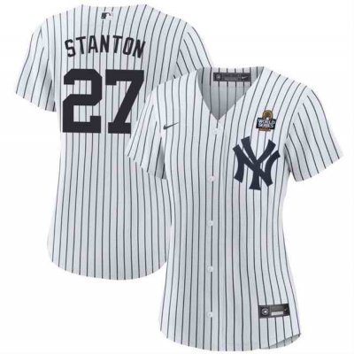 Women's New York Yankees #27 Giancarlo Stanton White 2024 World Series Cool Base Stitched Baseball Jersey(Run Small)