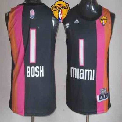 Heat #1 Chris Bosh Black ABA Hardwood Classic Finals Patch Stitched NBA Jersey