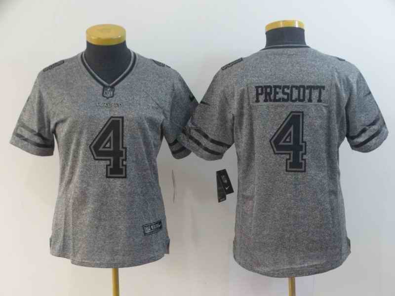 Women's Dallas Cowboys #4 Dak Prescott Grey Limited Stitched NFL Jersey