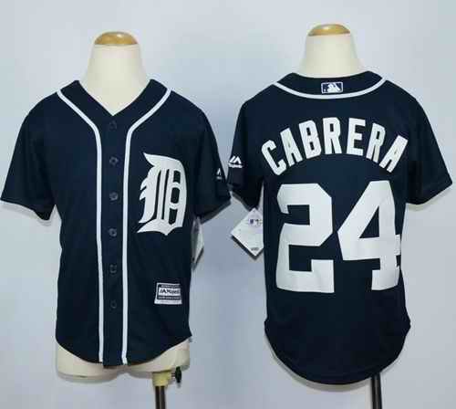 Tigers #24 Miguel Cabrera Navy Blue Cool Base Stitched Youth MLB Jersey