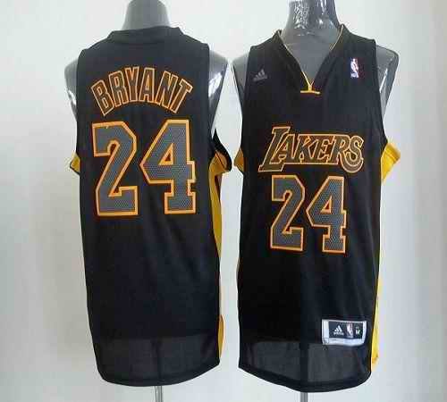 Lakers #24 Kobe Bryant Black With Gold No. Stitched NBA Jersey