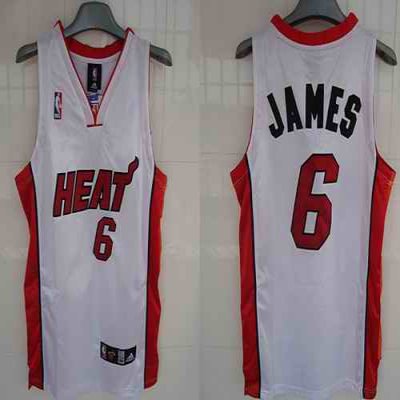 Heat #6 LeBron James Stitched White NBA Jersey