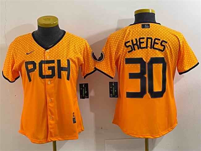 Women's Pittsburgh Pirates #30 Paul Skenes Gold City Connect Stitched Jersey