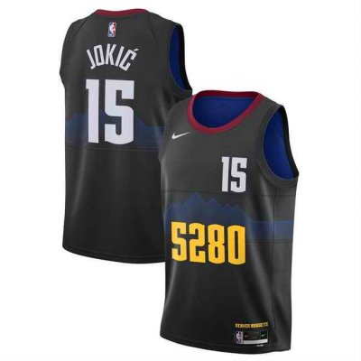 Men's Denver Nuggets #15 Nikola Jokic Black 2023-24 City Edition Stitched Basketball Jersey