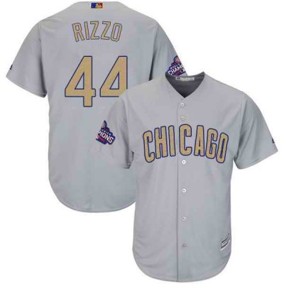 Men's Chicago Cubs #44 Anthony Rizzo World Series Champions Gold Program Cool Base Stitched MLB Jersey