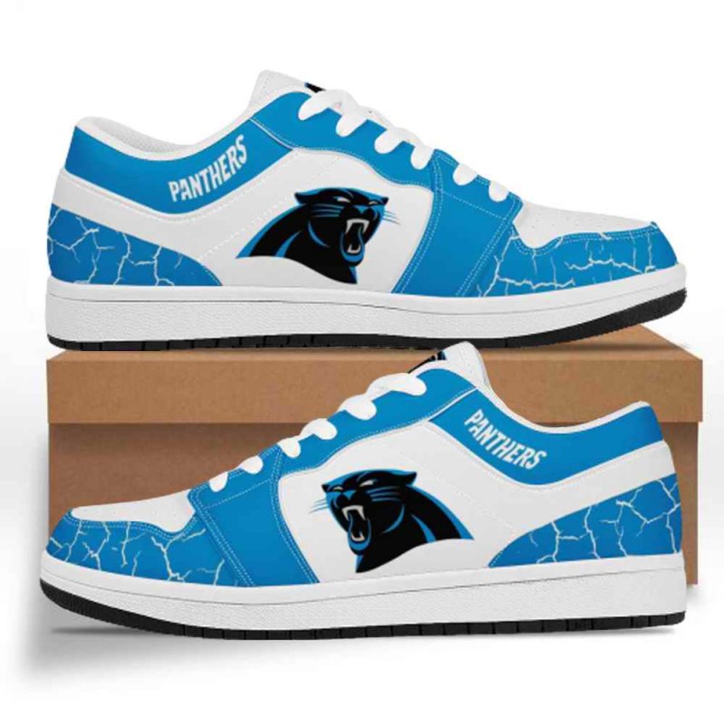 Women's Carolina Panthers Low Top Leather AJ1 Sneakers 001