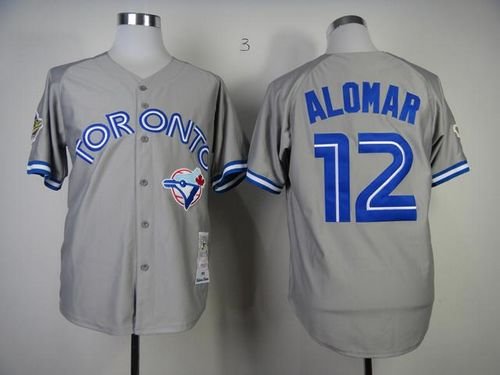 Mitchell And Ness Blue Jays #12 Roberto Alomar Grey Stitched MLB Throwback Jersey