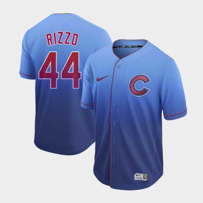 Men's Chicago Cubs #44 Anthony Rizzo Blue Fade Stitched MLB Jersey