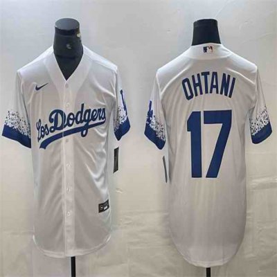 Men's Los Angeles Dodgers #17 Shohei Ohtani White City Connect Cool Base Stitched Jersey