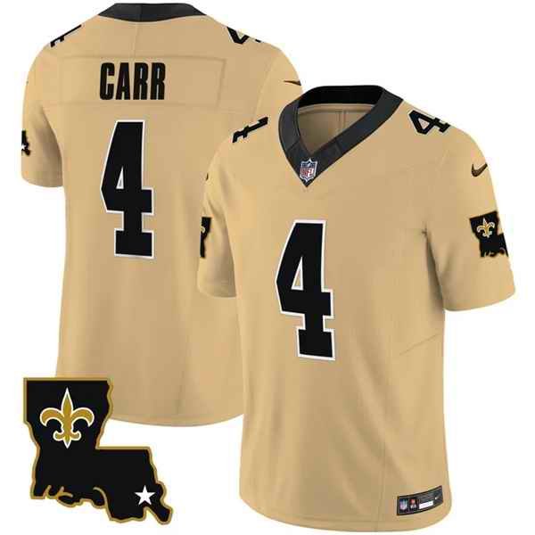 Men's New Orleans Saints #4 Derek Carr Gold 2023 F.U.S.E. 1987 Legacy Vapor Stitched Jersey