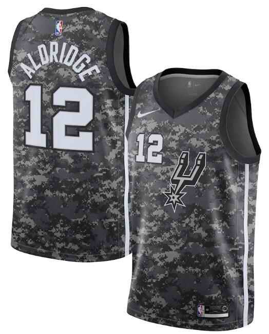 Men's San Antonio Spurs #12 Lamarcus Aldridge Black City Edition Swingman Stitched Jersey