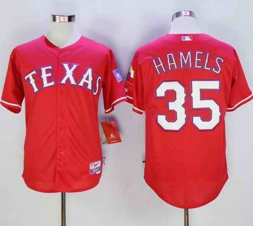 Rangers #35 Cole Hamels Red Cool Base Stitched MLB Jersey