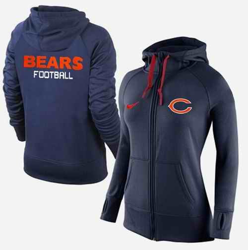 Women's Nike Chicago Bears Full-Zip Performance Hoodie Dark Blue