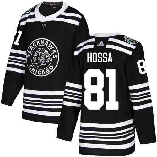 Men's Chicago Blackhawks #81 Marian Hossa Black 2019 Winter Classic Stitched NHL Jersey