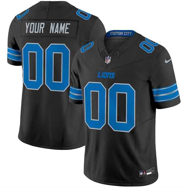 Men's Detroit Lions Customized Black 2024 F.U.S.E. 2nd Alternate Vapor Limited Stitched Jersey