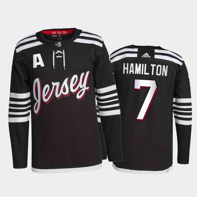 Men's New Jersey Devils #7 Dougie Hamilton  2021/22 Black Stitched Jersey