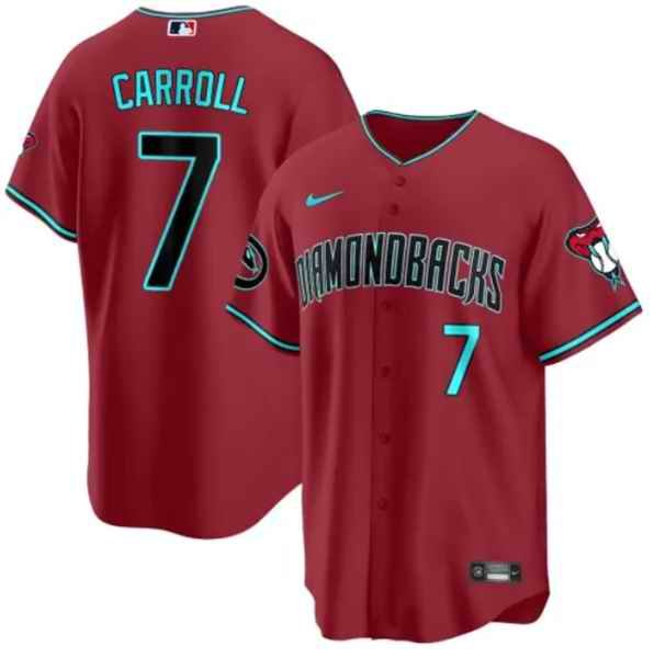 Men's Arizona Diamondbacks #7 Corbin Carroll 2023/24 Red Cool Base Stitched Baseball Jersey