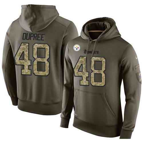 NFL Men's Nike Pittsburgh Steelers #48 Bud Dupree Stitched Green Olive Salute To Service KO Performance Hoodie