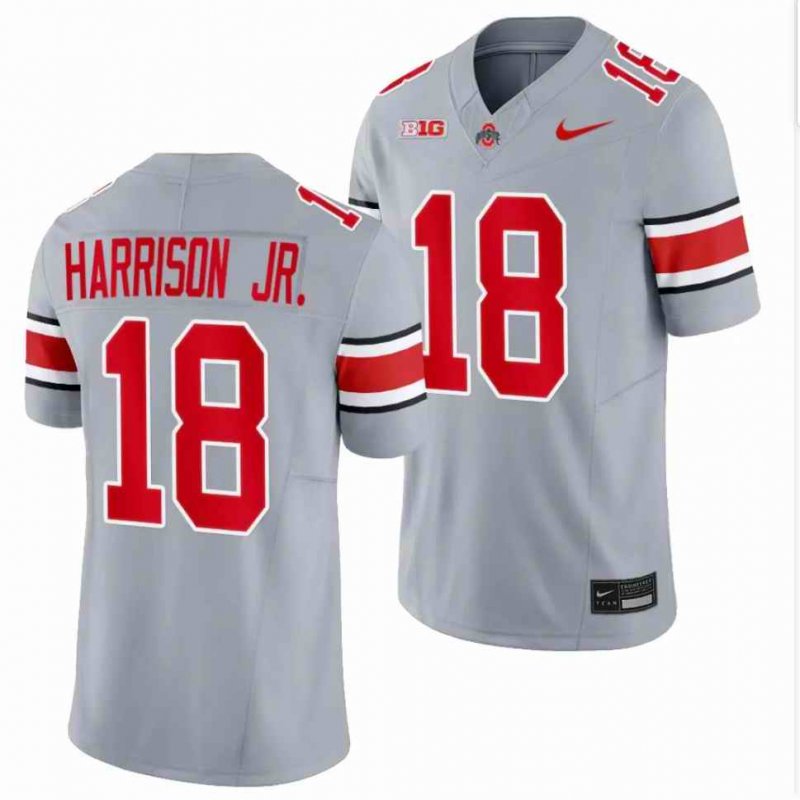 Men's Ohio State Buckeyes #18 Marvin Harrison Gray 2023 F.U.S.E. Limited Stitched Jersey