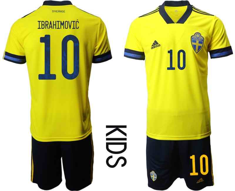 Sweden #10 Ibrahimovic Home Kid Soccer Country Jersey