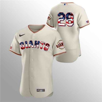 Men's San Francisco Giants #28 Buster Posey Cream 2020 Stars & Stripes Flex Base Stitched Jersey