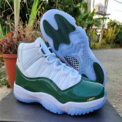 Men's Running weapon Air Jordan 11 White/Green Shoes 071