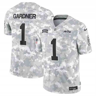 Men's New York Jets #1 Sauce Gardner 2024 F.U.S.E Arctic Camo Salute to Service Limited Stitched Football Jersey