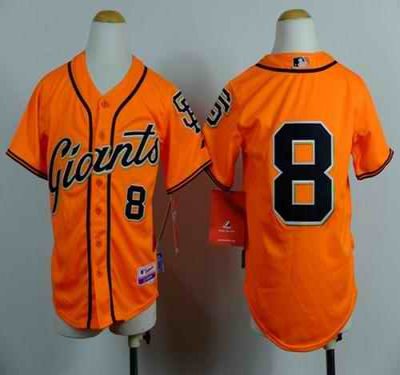 Giants #8 Hunter Pence Orange Alternate Stitched Youth MLB Jersey