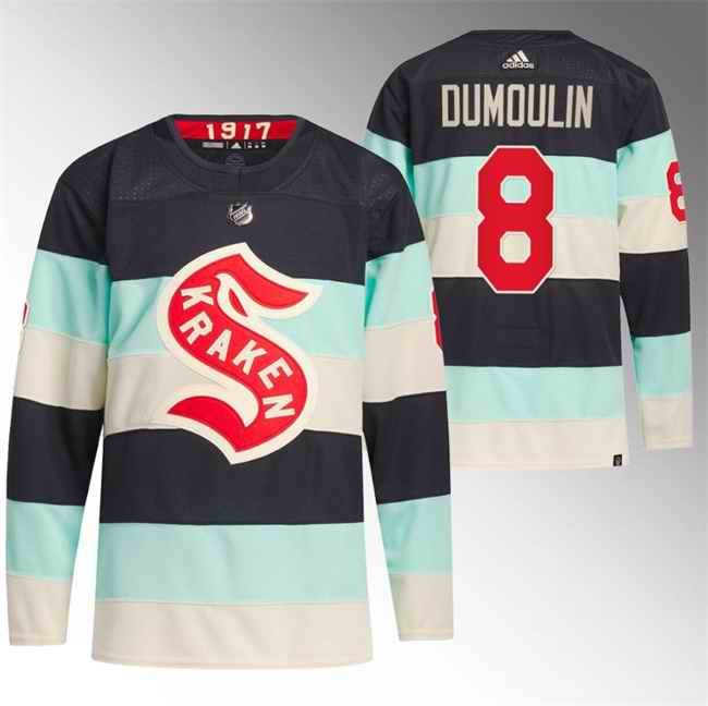 Men's Seattle Kraken #8 Brian Dumoulin 2024 Deep Sea Blue Winter Classic Stitched Jersey