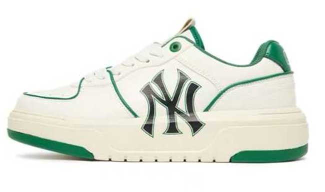 Women New York Yankees Chunky Liner Baseball Shoes/Sneakers Cream/Green 006