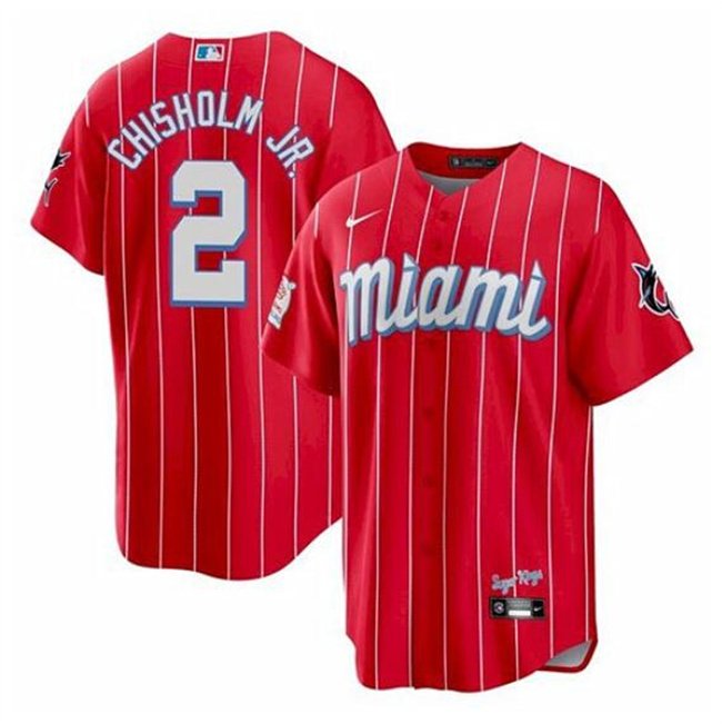 Youth Miami Marlins #2 Jazz Chisholm Jr. 2021 Red City Connect Stitched Baseball Jersey