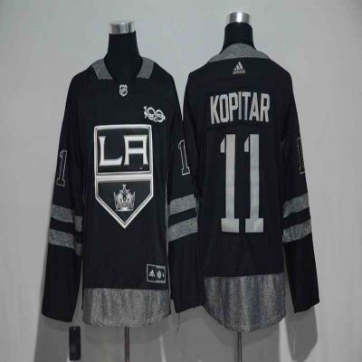 Los Angeles Kings #11 Anze Kopitar Black Men's 1917-2017 100th  Anniversary   Stitched NHL Jersey