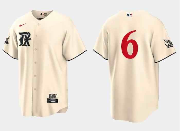 Men's Texas Rangers #6 Josh Jung Cream 2023 City Connect Cool Base Stitched Baseball  Jersey