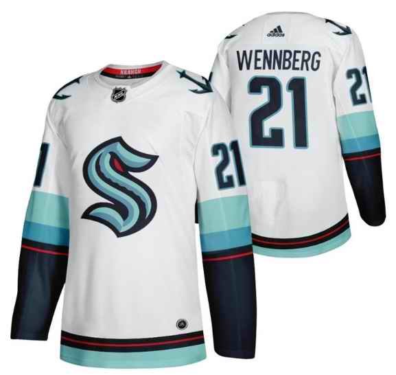 Men's Seattle Kraken #21 Alex Wennberg White Stitched Jersey