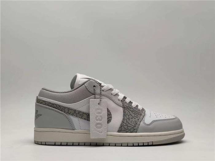 Women's Running Weapon Air Jordan 1 White/Grey Shoes 0284