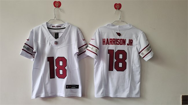 Women's Arizona Cardinals #18 Marvin Harrison Jr White 2024 F.U.S.E  Stitched Jersey(Run Small)