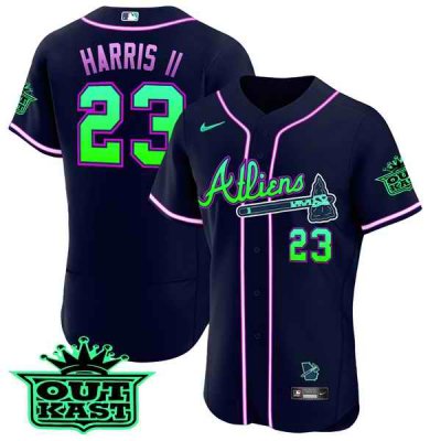 Men's Atlanta Braves #23 Michael Harris II 2023 Galaxy Flex Base Stitched Baseball Jersey