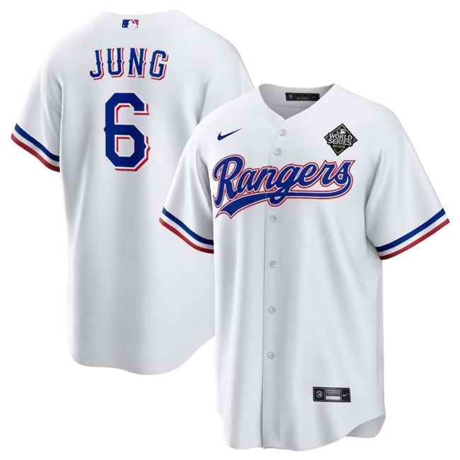 Men's Texas Rangers #6 Josh Jung 2023 White World Series Stitched Baseball  Jersey