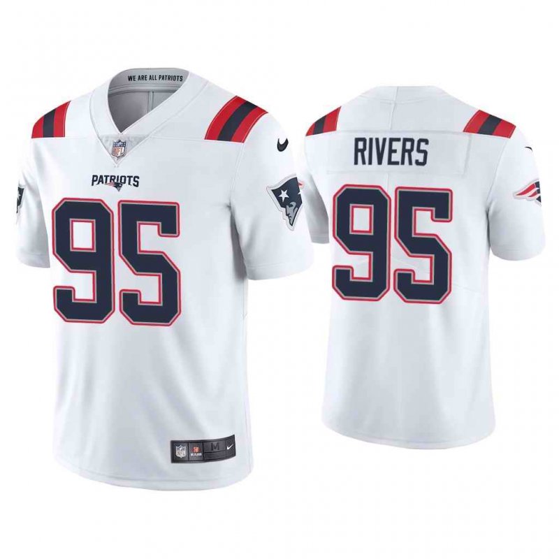 Men's New England Patriots #95 Derek Rivers 2020 White Vapor Untouchable Limited Stitched NFL Jersey