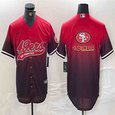 Men's San Francisco 49ers Team Big Logo Red/Black With Patch Cool Base Stitched Baseball Jersey